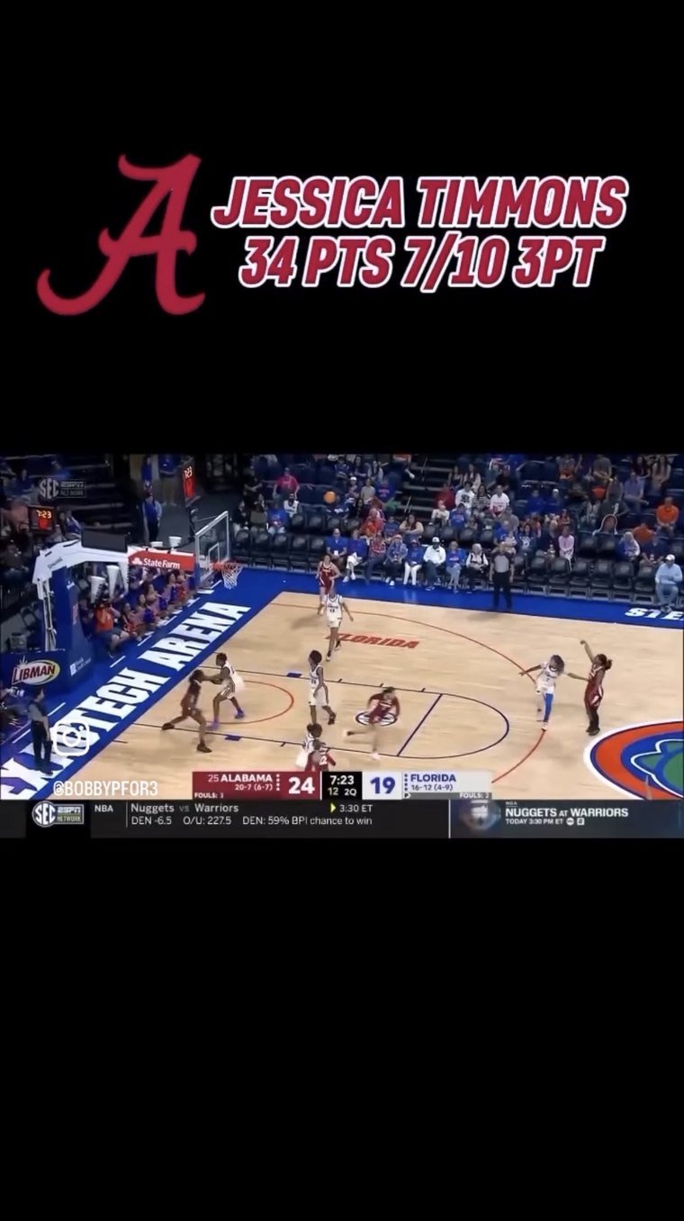 Jessica Timmons, Alabama — 34 points, 7 of 10 from three
