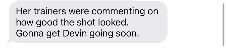 Reply from the parent: her trainers were commenting on how good the shot looked