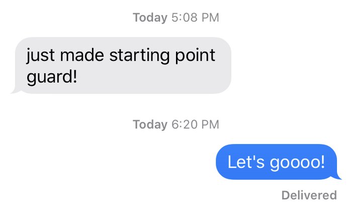 Text from a player: just made starting point guard